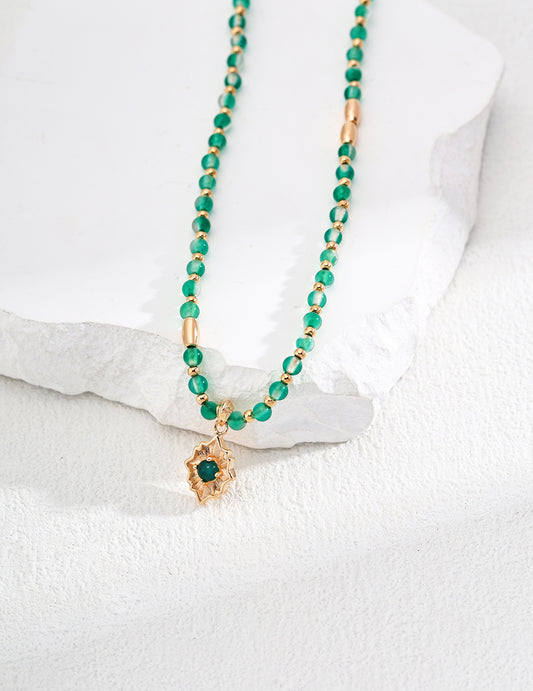 Collier ethnique en Agate verte - Lily-Jade