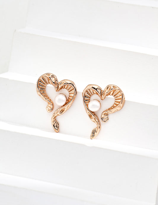 Boucles d’oreilles Perle Élégance en forme de cœur - Chloey