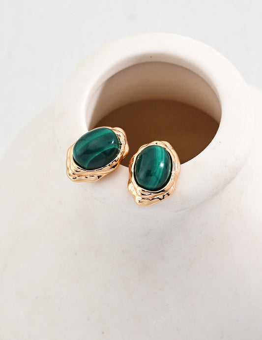 Boucles d'oreilles en pierre naturelle Malachite - Inaya