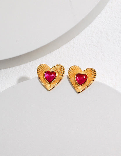 Boucles d'oreilles puce coeur - Valentine